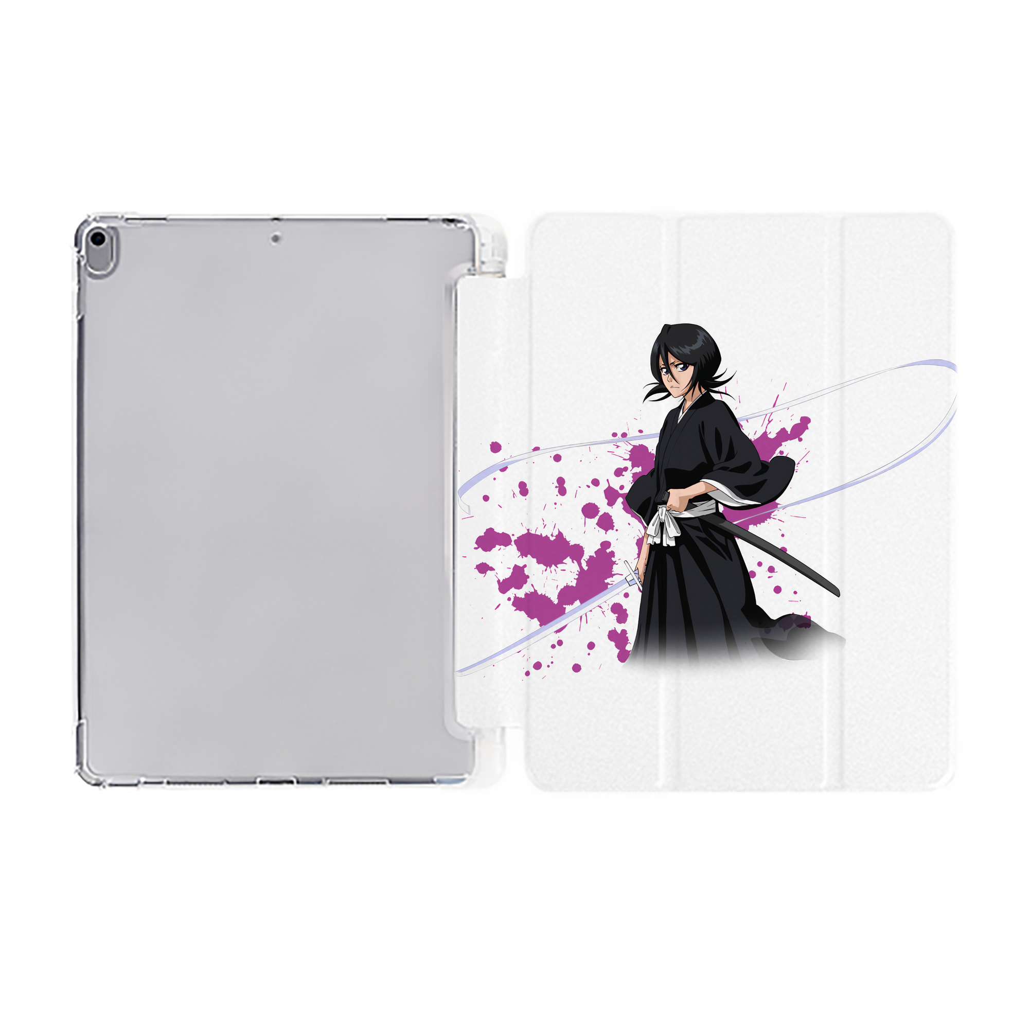（画像用） ブリーチ 朽木ルキア BLEACH Kuchiki Rukia IPad ケース ペン収納付き 三つ折りスタンド PUレザー×シリコン 対応機種9.5/10.5/10.9インチ